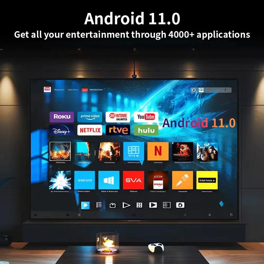 Mini projektor P330W - Android 11, 280 ANSI lumnov, podpora za 4K/8K, ločljivost 1080P, WiFi 6, BT 5.0, prenosni domači kino za Android/iOS 