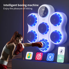 Bluetooth Music Boxing Machine | LED Wall Target, Smart Muay Thai Trainer, Fitness & Reaction Speed