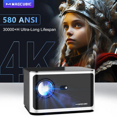 Magcubic HY350 Pro 4K Home Cinema Projector - 580 ANSI Lumens, Android 11, WiFi 6, 1080P Resolution, Voice Control, Electronic Focus, BT 5.0, Allwinner H713 Chip