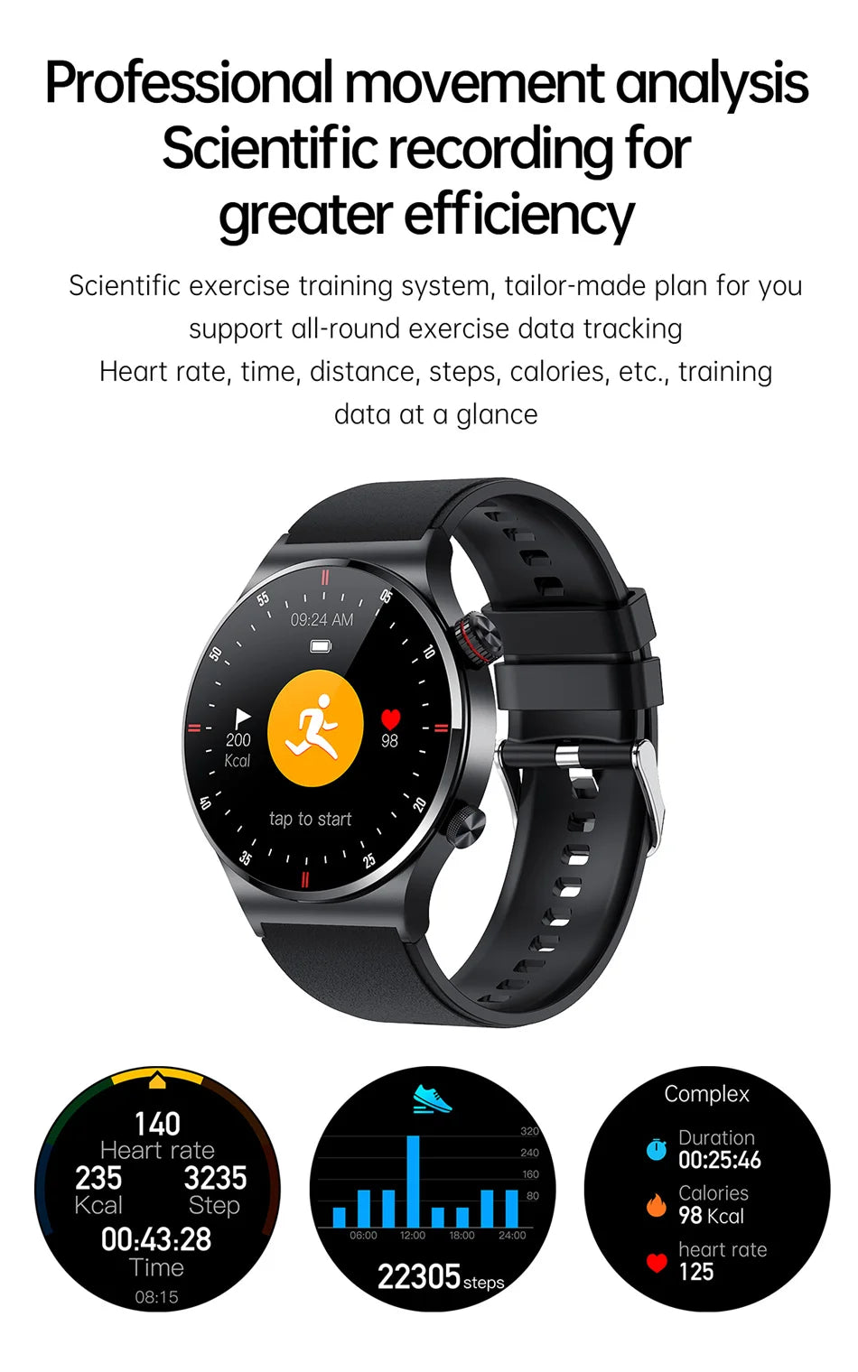 GPS ECG+PPG Bluetooth Call Pametna ura Moška 2024 Športna zapestnica NFC Vodoodporna po meri Watch Face Moška pametna ura za IOS Android