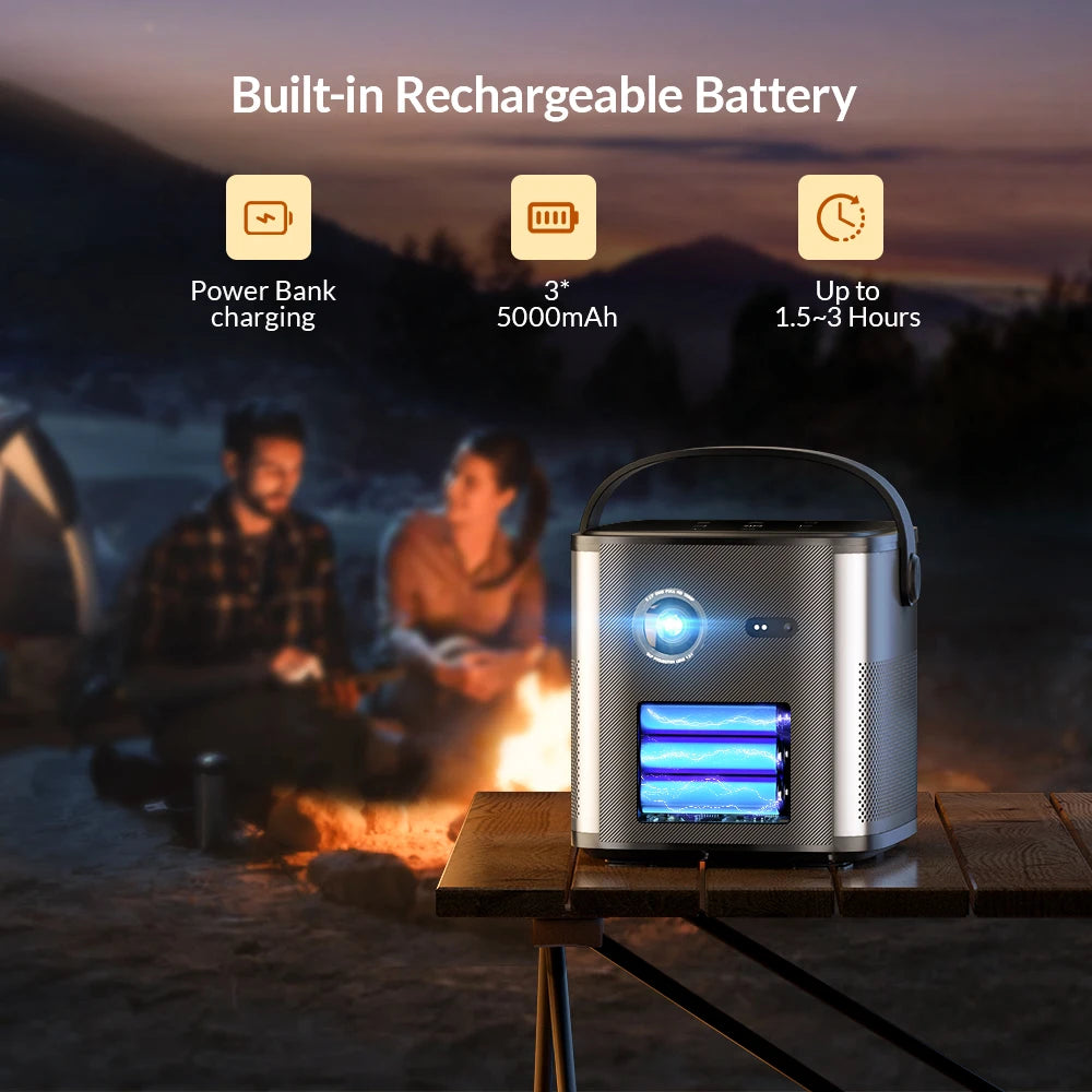 Projektor BYINTEK U80 Max 3D 4K - prenosni domači kino DLP z Androidom 11, WiFi, 1080P HD in vgrajeno baterijo 