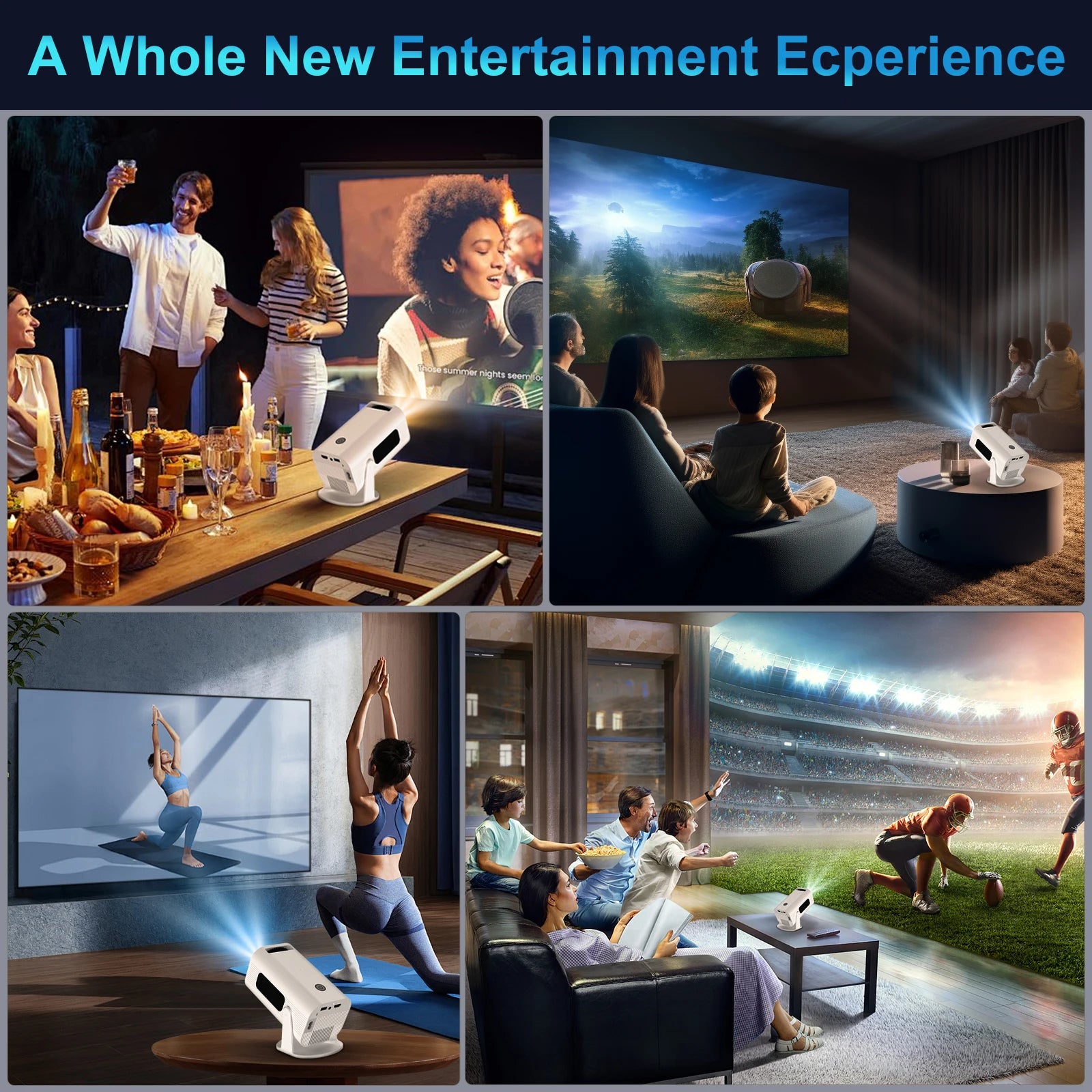 Mini projektor P330W - Android 11, 280 ANSI lumnov, podpora za 4K/8K, ločljivost 1080P, WiFi 6, BT 5.0, prenosni domači kino za Android/iOS 