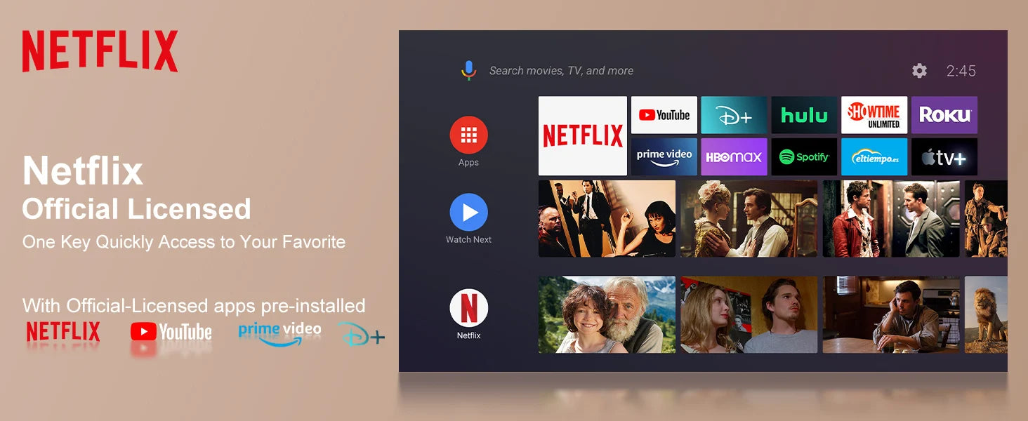 Pametni projektor Salange P92MAX Android 13 – z licenco Netflix, podpora za 4K 