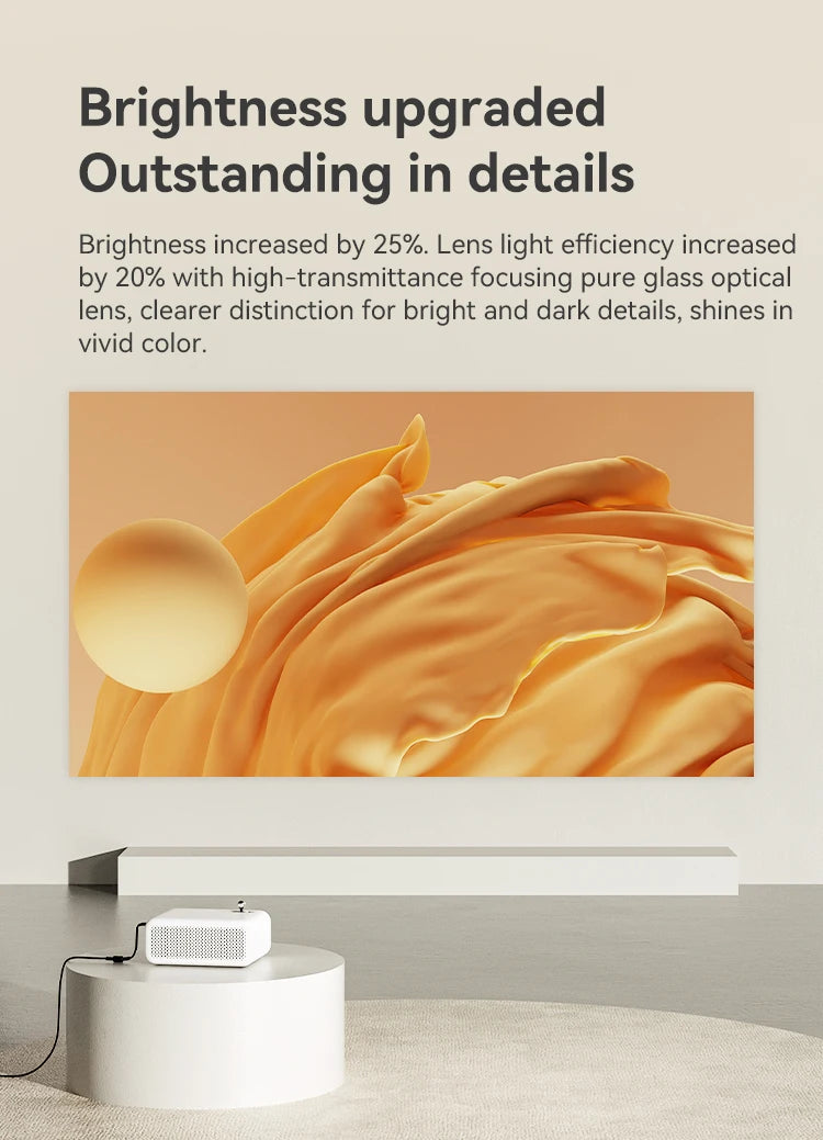 Mini projektor Wanbo - podpora za 4K, 1080P, 5000 lumnov, pametna prenosna zasnova s ​​polno stekleno lečo za domači kino 