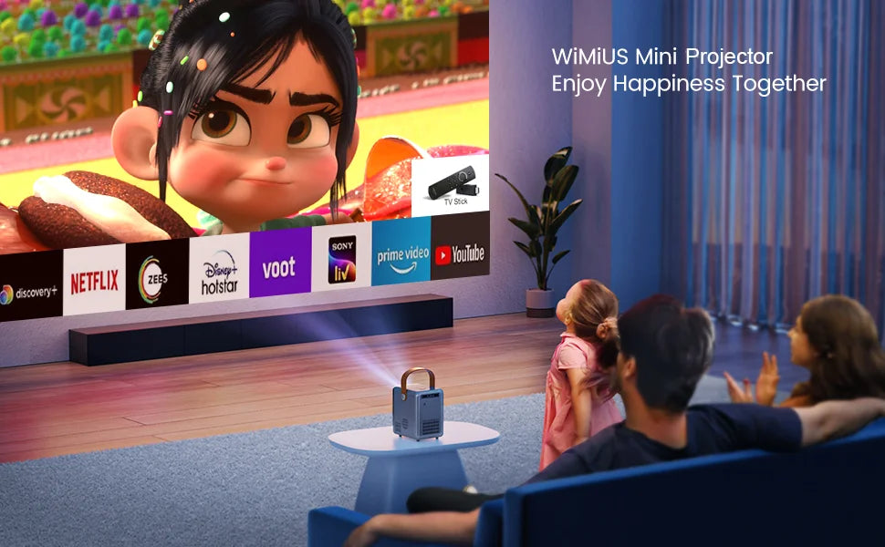 Prenosni projektor Wimius - 18000 lumnov, 5G WiFi, Bluetooth, Full HD 