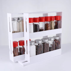 2-Layer Rotating Spice Jar & Bottle Storage Rack | Space-Saving Kitchen Organizer