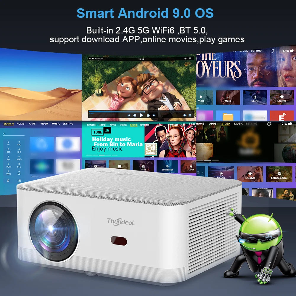 ThundeaL TD92 Pro Portable Mini Projector - 1080P FHD, 4K Video, WiFi, Android, 3D Home Theater System