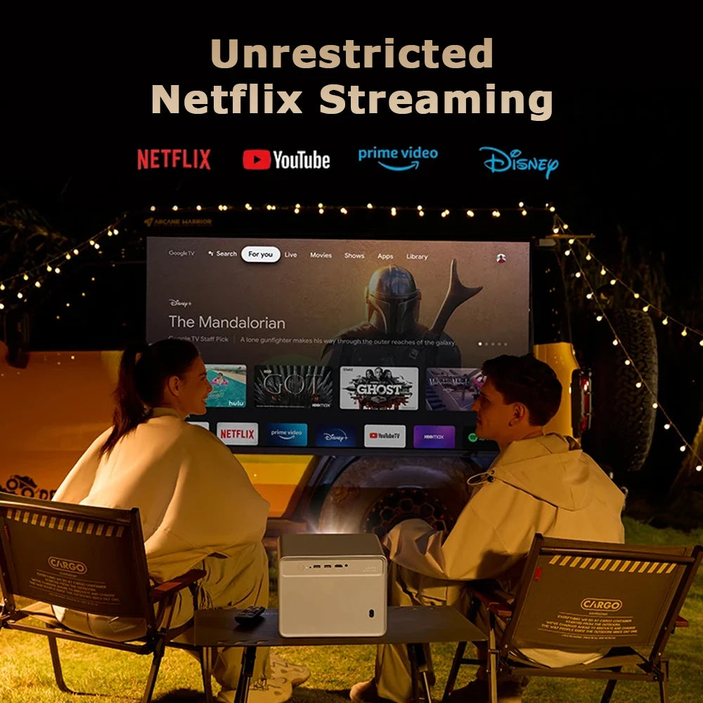 Projektor Wanbo DaVinci 1 Pro Full HD 1080P, 4K, Google TV 11.0, samodejno ostrenje, 5G WiFi, prenosni hišni kino 