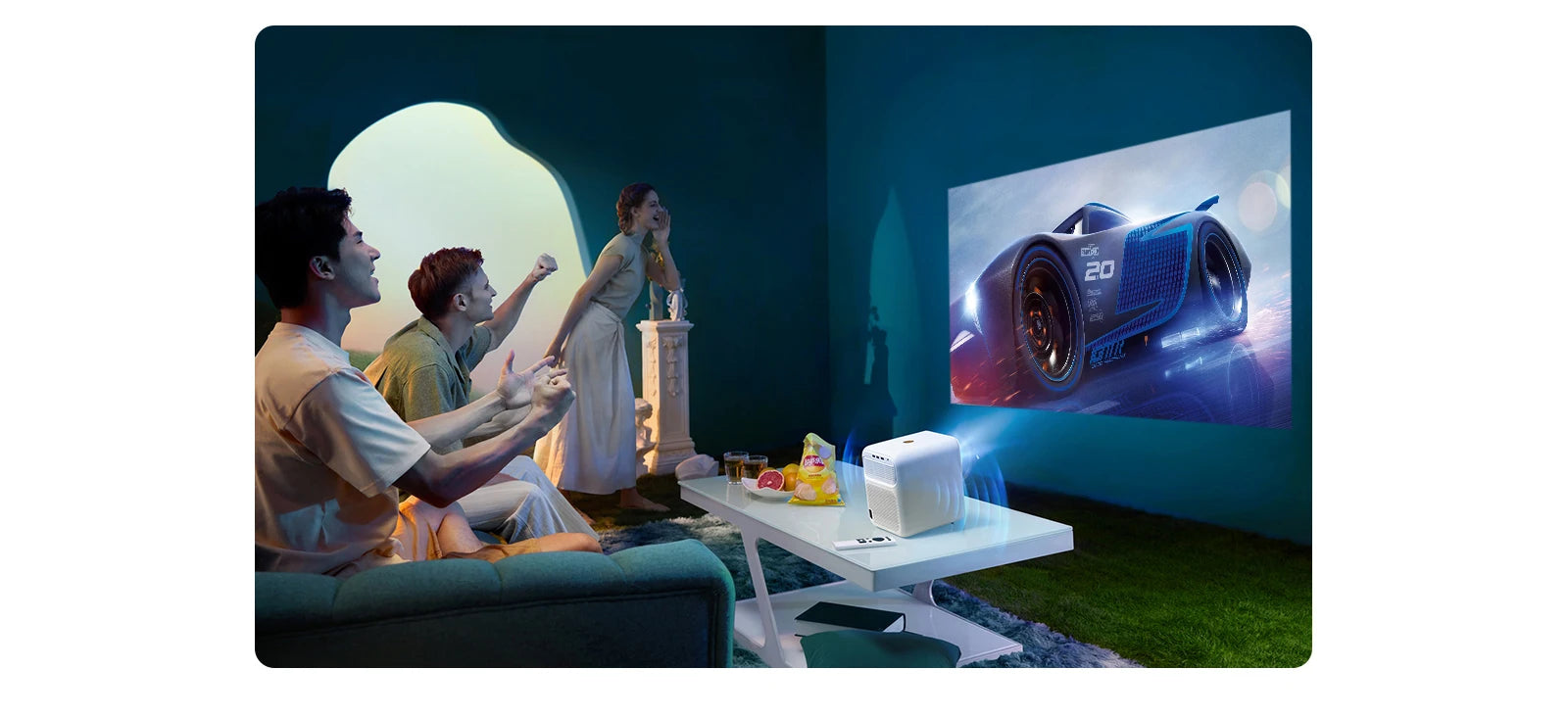 Projektor Wanbo Mozart 1 Full HD 1080P - 900 ANSI lumnov, WiFi 6, samodejno ostrenje in Keystone, pametni Android (2GB+32GB), TV za domači kino 