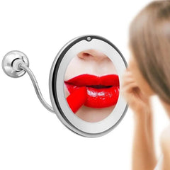 Flexible Gooseneck LED Makeup Mirror | 10X Magnification, Suction Cup, 360° Swivel