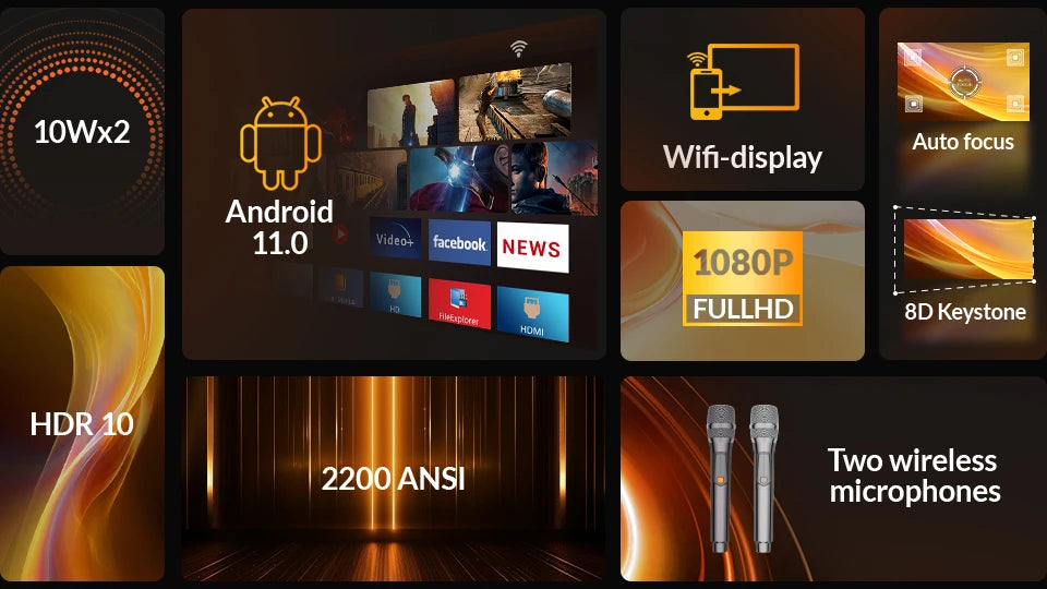 BYINTEK R90 Rock Full HD 1080P DLP projektor - 2200 ANSI lumnov, Android TV 11