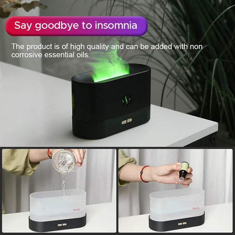 Aroma Diffuser & Air Humidifier | Ultrasonic Cool Mist Maker, LED Essential Oil Flame Lamp Difusor