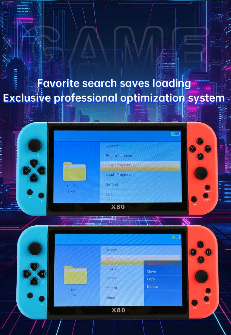 Igralna konzola z velikim zaslonom X80 7-palčni TFT800*480 HD True Color Screen 3000mah ročna igralna konzola rojstnodnevno božično darilo