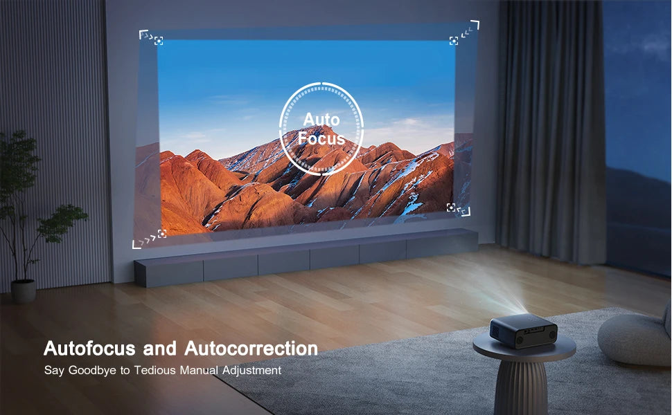 WiMiUS 4K projektor s samodejnim ostrenjem - izvirna ločljivost 1080P z WiFi 6 in Bluetooth 5.2 