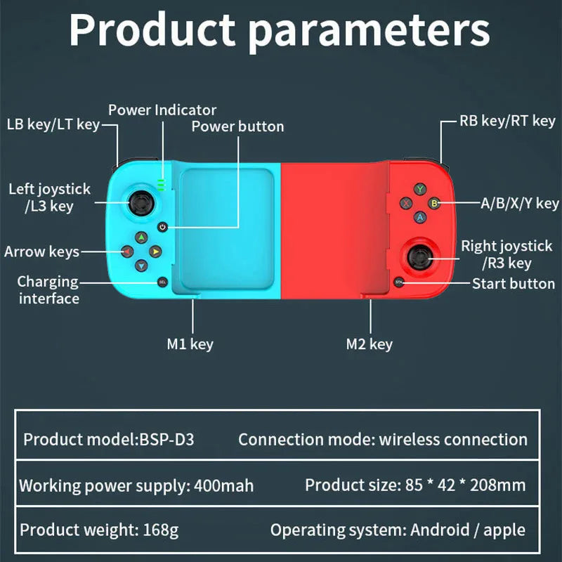 Wireless BT 5.0 Stretchable Game Controller For Mobile Phone Android IOS Gamepad Joystick Eat Chicken Gamepad for PS4 Switch PC