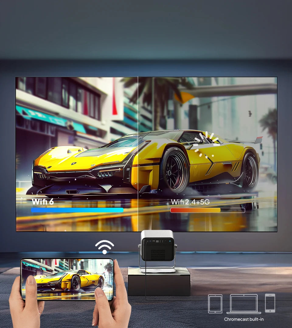 VEVSHAO V80 DLP projektor Full HD 1080P, 2200 ANSI lumnov, Android 11, WiFi 6