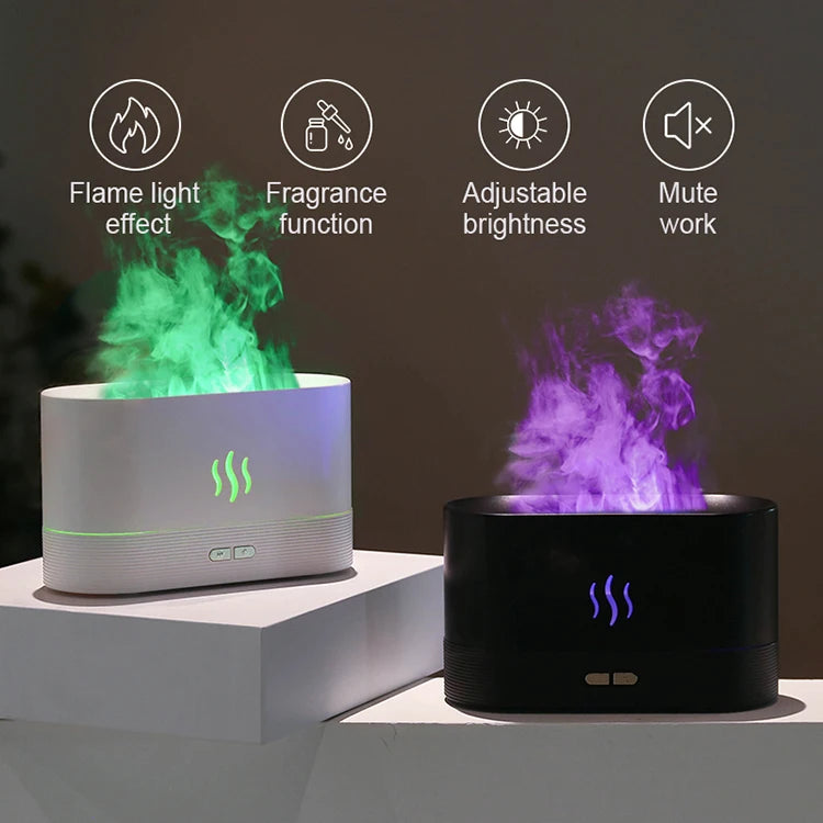 Aroma Diffuser & Air Humidifier | Ultrasonic Cool Mist Maker, LED Essential Oil Flame Lamp Difusor