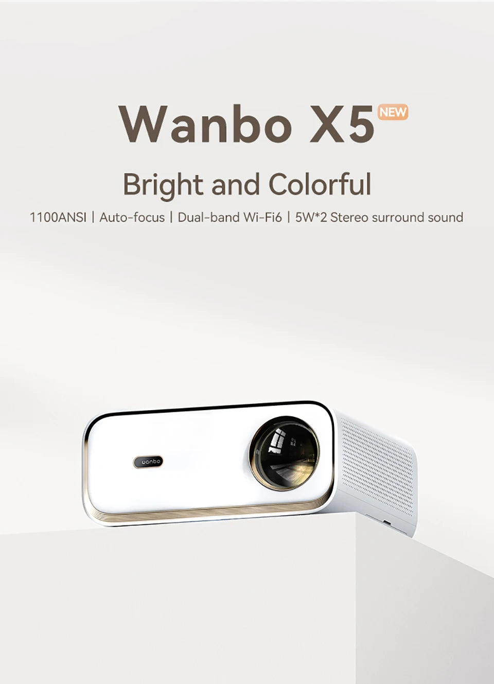 Wanbo X5 1100ANSI Android 9.0 projektor Dual Band Wifi 6 4K 1080P 20000 Lumnov projektor Office Home Theater Beamer Proyector 