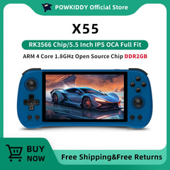 POWKIDDY X55 Retro Handheld Game Console | 5.5'' IPS Screen, 1280x720, RK3566 – Ideal for Children's Gifts