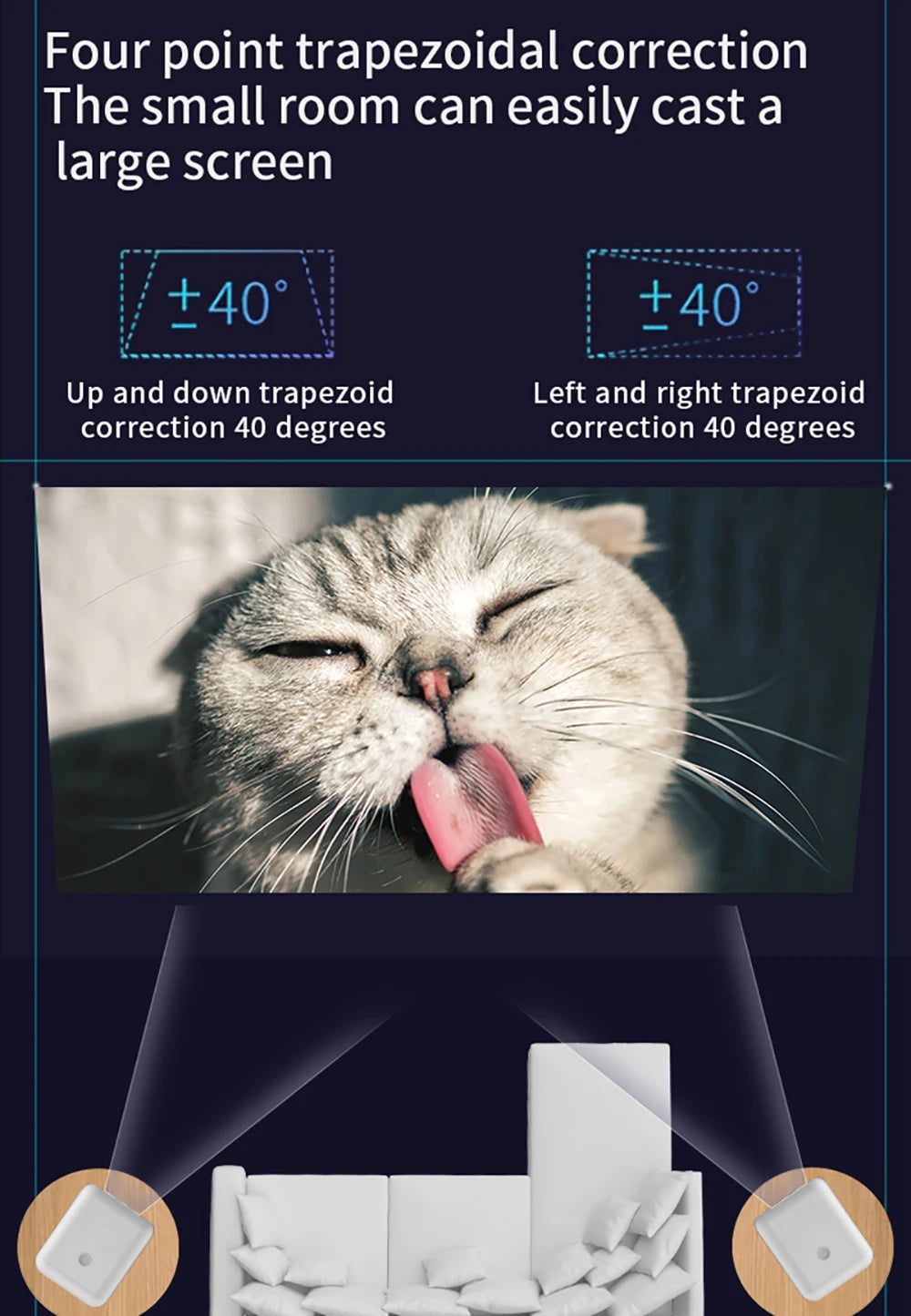 Mini projektor Salange P700 - podprt 4K, Android 10, Full HD 1080P