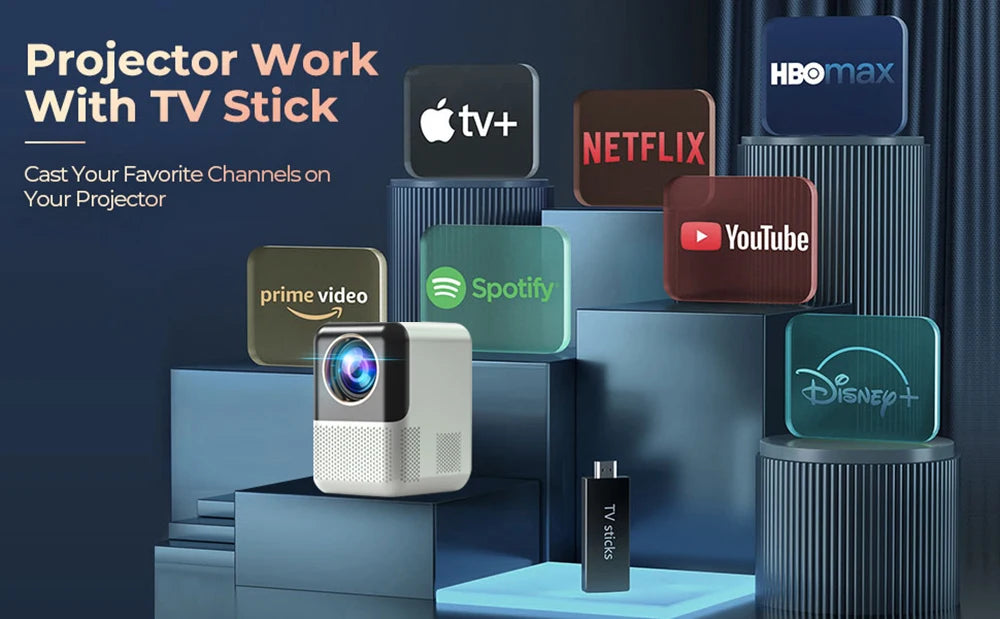 Mini projektor Salange P700 - podprt 4K, Android 10, Full HD 1080P