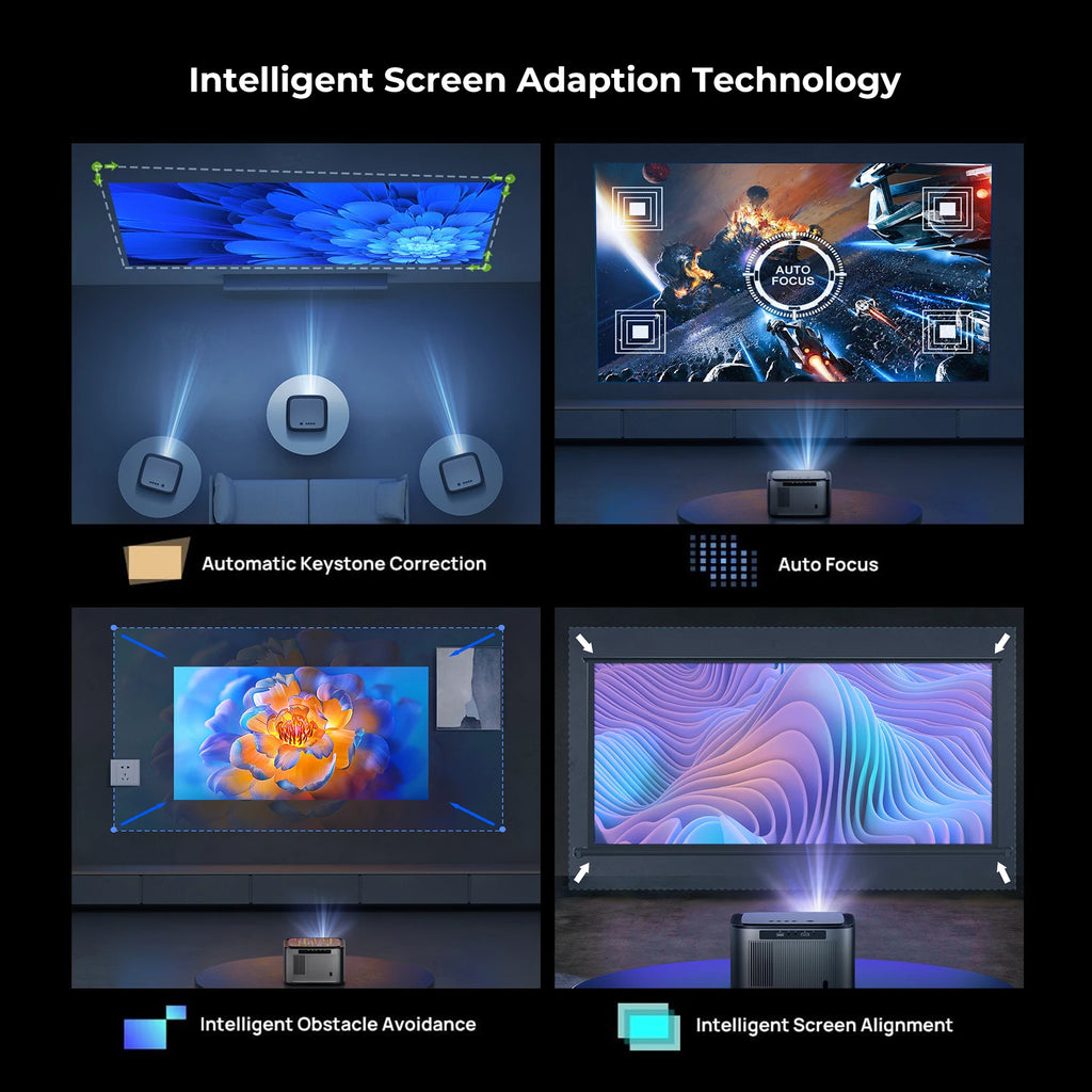 Projektor BYINTEK X25 Full HD 1080P Podpora za 4K, 900 ANSI lumnov, samodejno ostrenje, WiFi, Smart Android 9.0