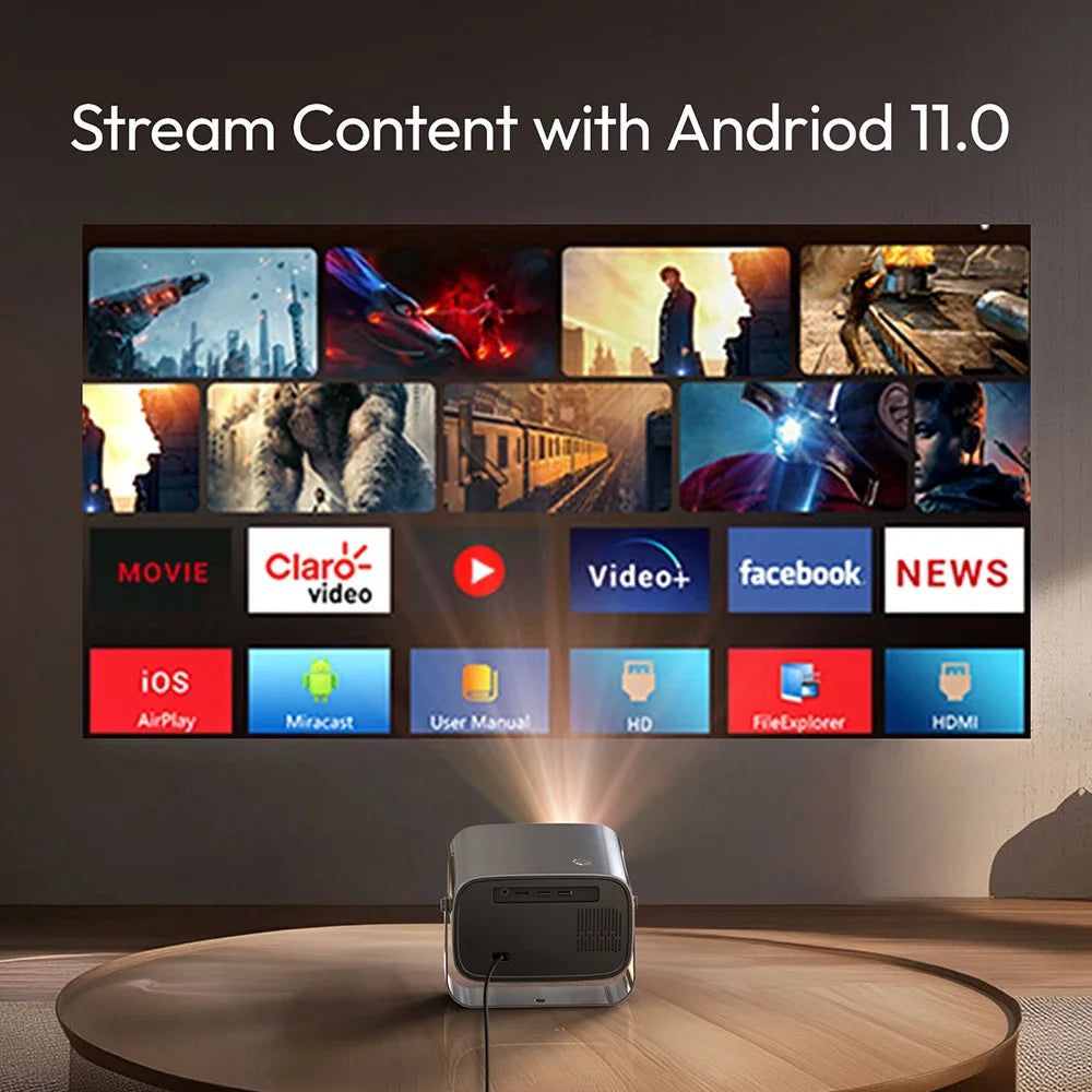 Mini prenosni projektor VEVSHAO A12 - LED, Android 11, WiFi 6, podpora za 4K 