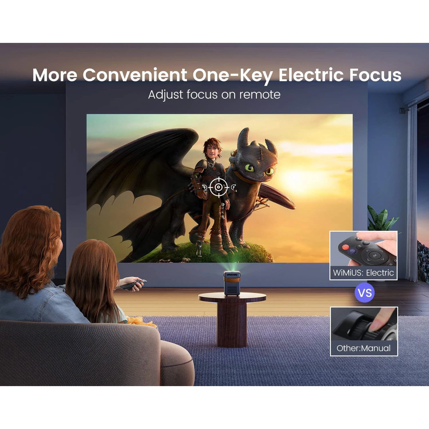 Prenosni projektor Wimius - 18000 lumnov, 5G WiFi, Bluetooth, Full HD 