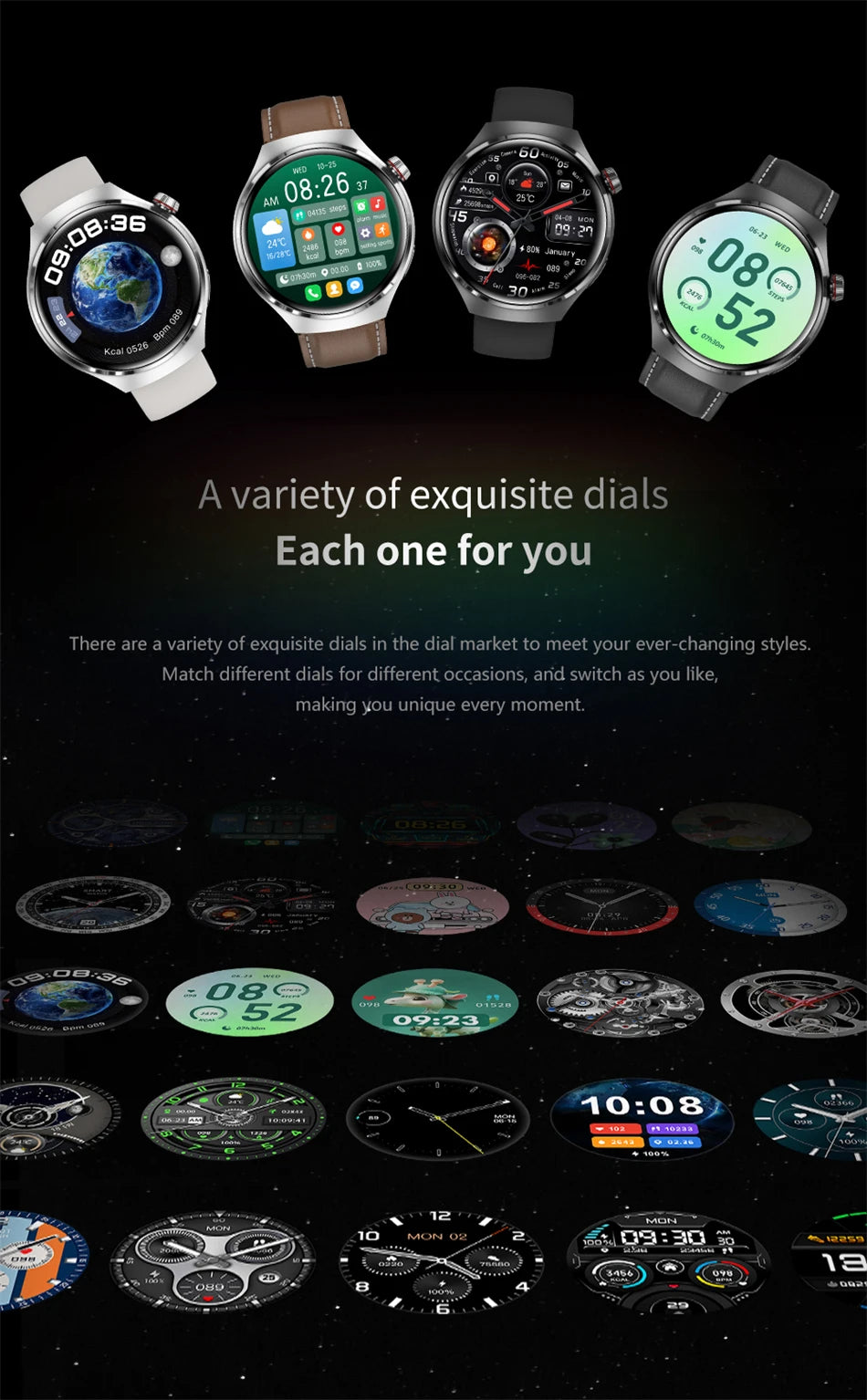 Watch 4 Pro Smartwatch for Men | 360x360 HD Screen, BT Call, NFC, IP68 Waterproof, Heart Rate & Blood Oxygen, 2024 Model