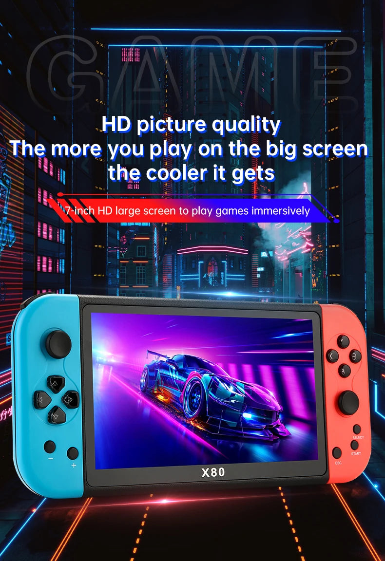 Igralna konzola z velikim zaslonom X80 7-palčni TFT800*480 HD True Color Screen 3000mah ročna igralna konzola rojstnodnevno božično darilo