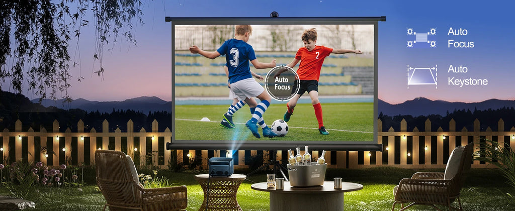 Projektor Wimius P64 Native 1080P Full HD - podpora za 4K, 500 ANSI, 25.000L, WiFi 6, Bluetooth, samodejno ostrenje in trapezni prikaz za zunanji in domači kino