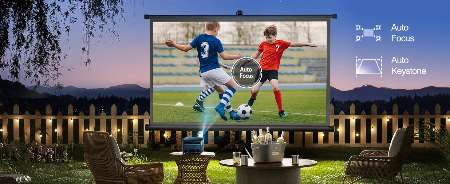 Projektor Wimius P64 Native 1080P Full HD - podpora za 4K, 500 ANSI, 25.000L, WiFi 6, Bluetooth, samodejno ostrenje in trapezni prikaz za zunanji in domači kino