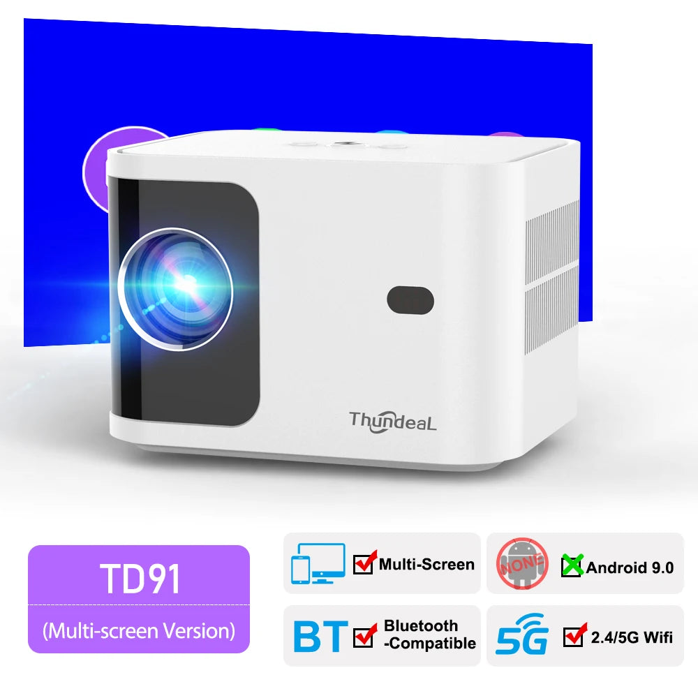 Mini projektor ThundeaL TD91/TD91W HD - 1080P, podpora za 4K, 5G WiFi, Android 