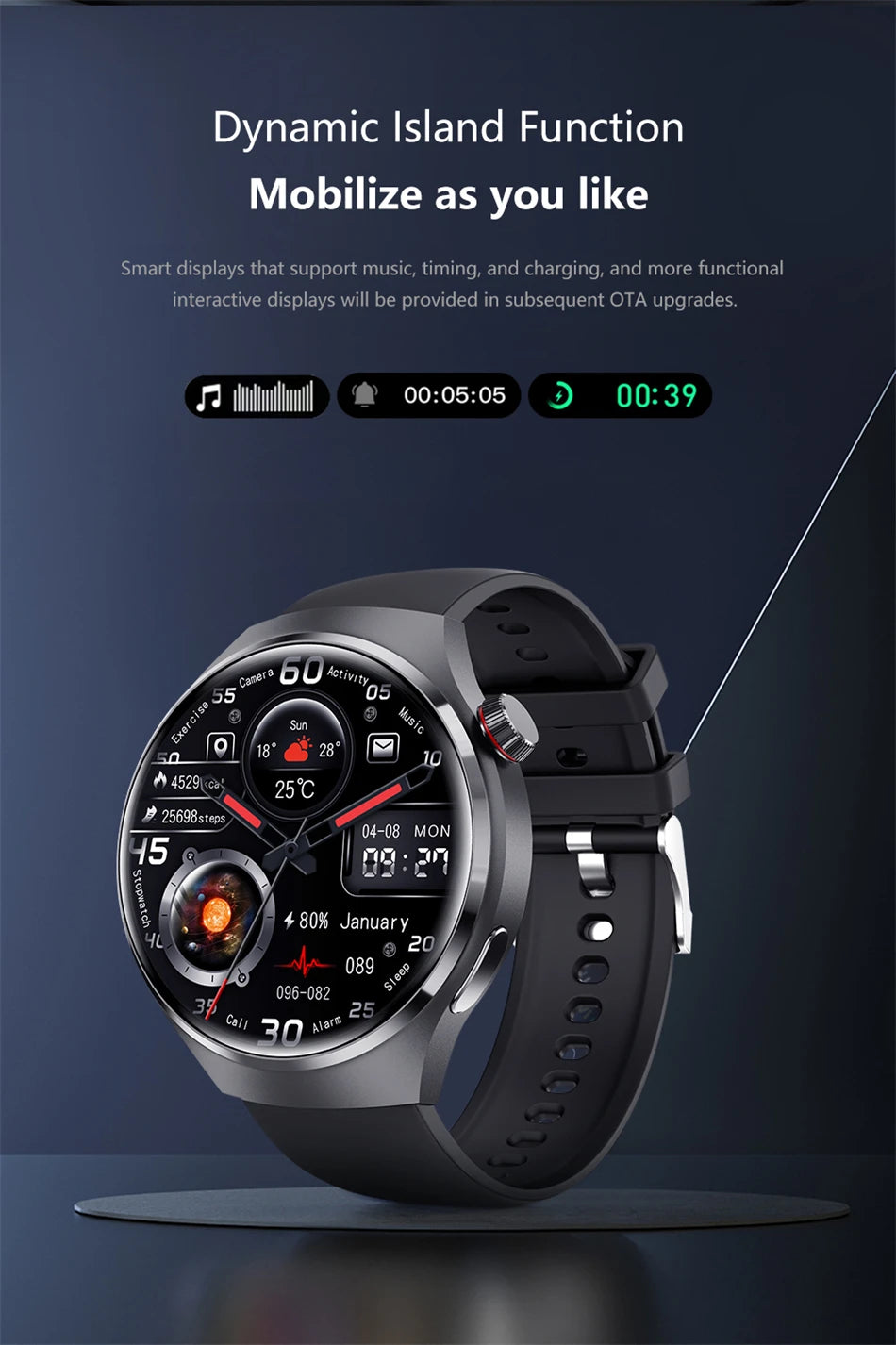 Watch 4 Pro Smartwatch for Men | 360x360 HD Screen, BT Call, NFC, IP68 Waterproof, Heart Rate & Blood Oxygen, 2024 Model