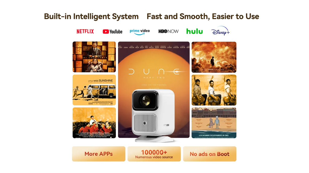 Wanbo Dali 1 Mini Prenosni žarkovni projektor s samodejnim ostrenjem Android 9.0 350ANSI Dual Wifi 6 ASA 3.0 Proyector 2*5W HIFI zvočnik 