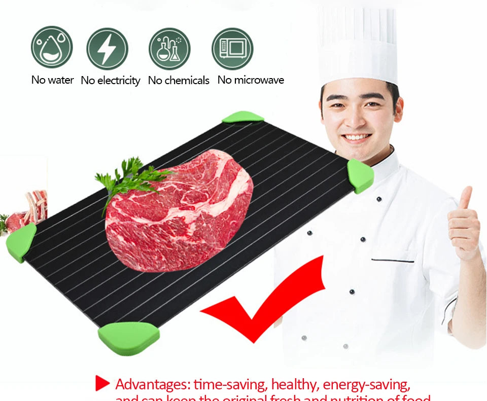 Fast Defrosting Tray | Quick Thaw for Frozen Meat, Seafood & Fruits