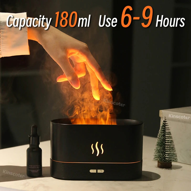 Aroma Diffuser & Air Humidifier | Ultrasonic Cool Mist Maker, LED Essential Oil Flame Lamp Difusor