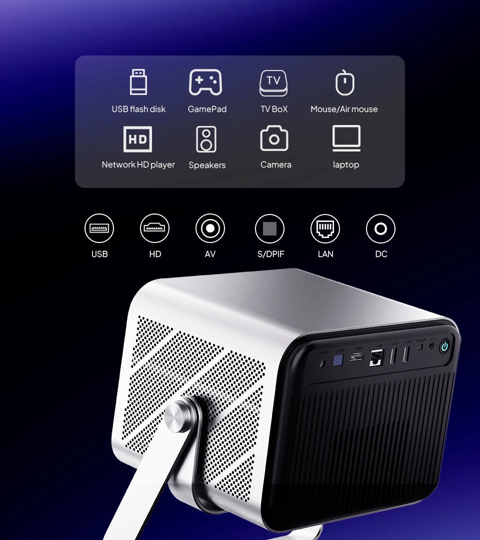 VEVSHAO V80 DLP projektor Full HD 1080P, 2200 ANSI lumnov, Android 11, WiFi 6