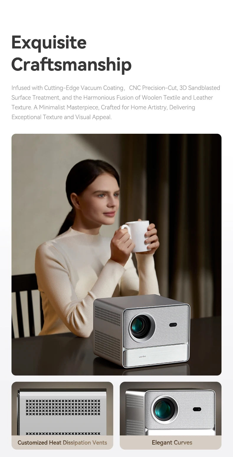 Projektor Wanbo DaVinci 1 Pro Full HD 1080P, 4K, Google TV 11.0, samodejno ostrenje, 5G WiFi, prenosni hišni kino 