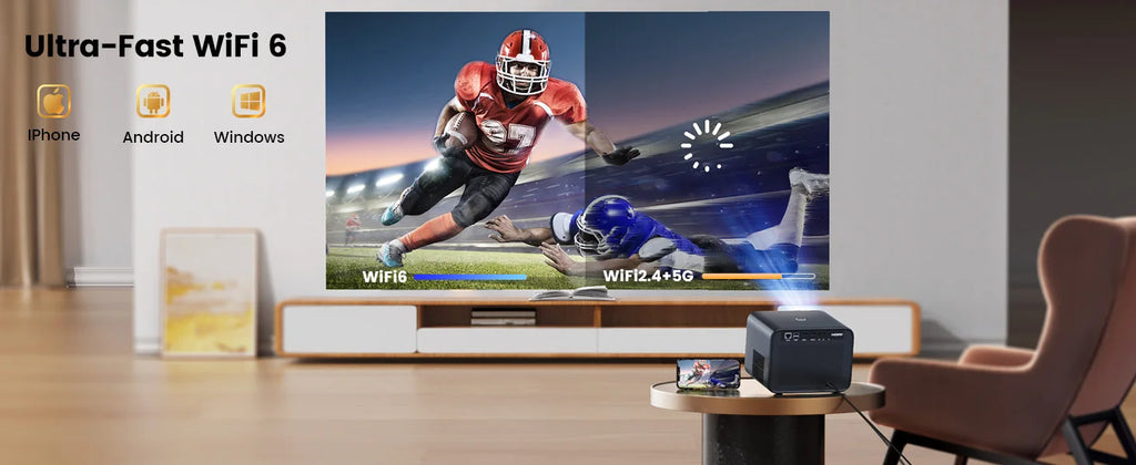 Projektor, ki podpira Wimius 4K - 30000 lumnov, samodejno ostrenje, WiFi 6 in Dolby Audio 