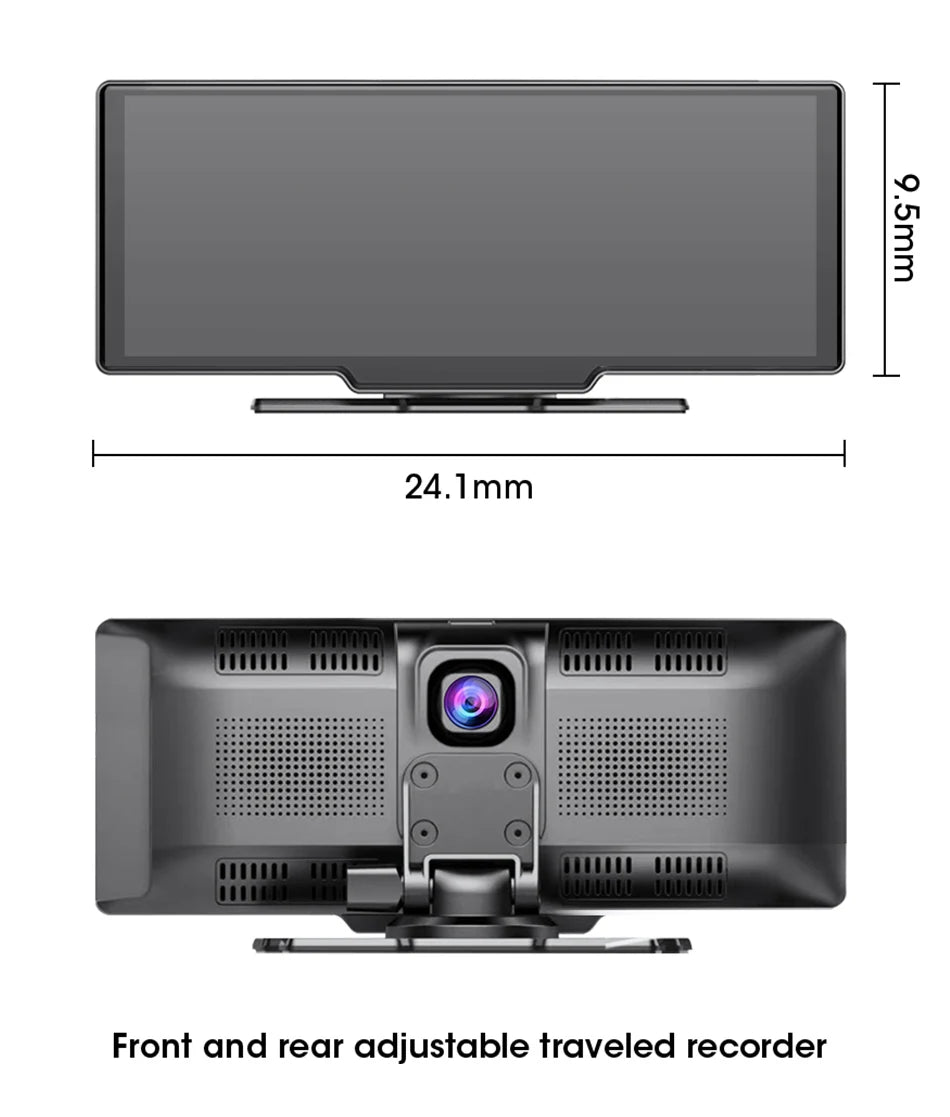 4K Dash Cam 3840x2160P - video snemanje, brezžični CarPlay &amp; Android Auto, 5G WiFi, GPS navigacija, AUX, avtomobilski DVR z dvojno lečo