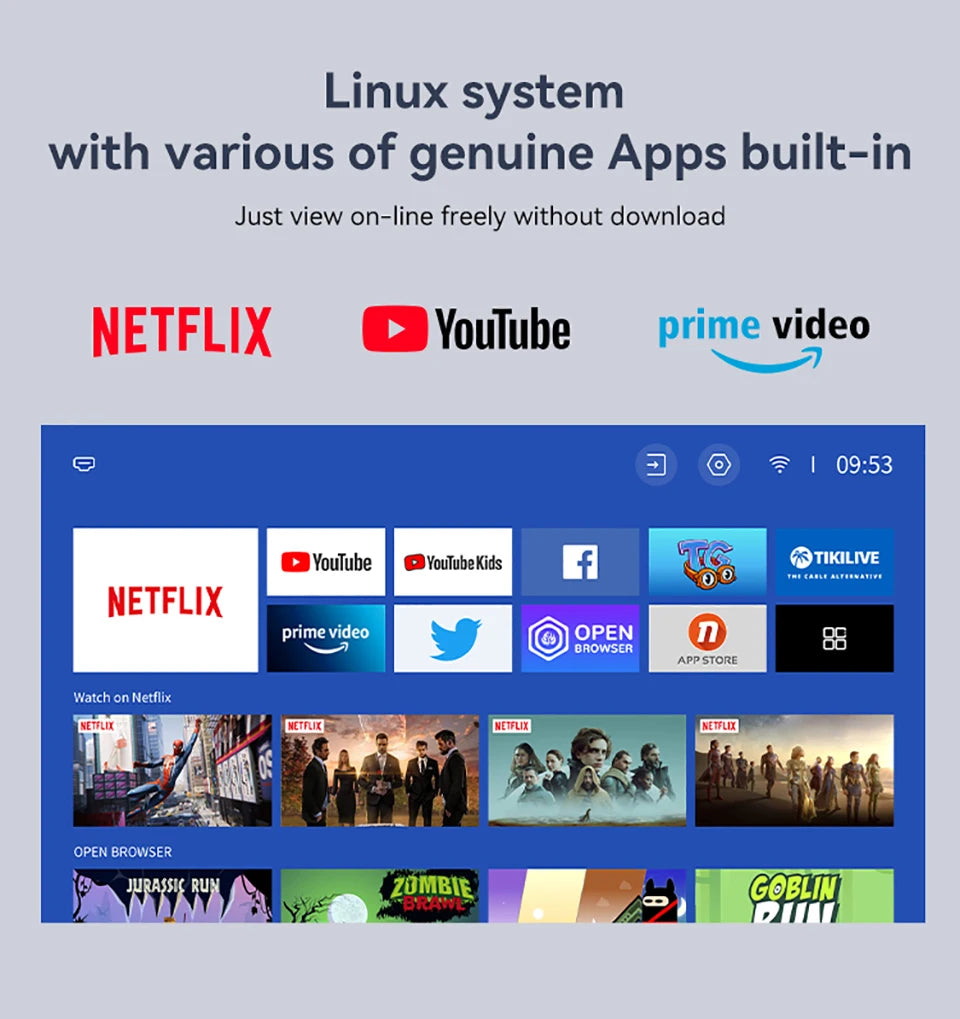 Projektor Wanbo TT Mini projektor s certifikatom Netflix 1080P Linux System, 650ANSI 4K Dolby Audio HDR10 Pametni domači kino 