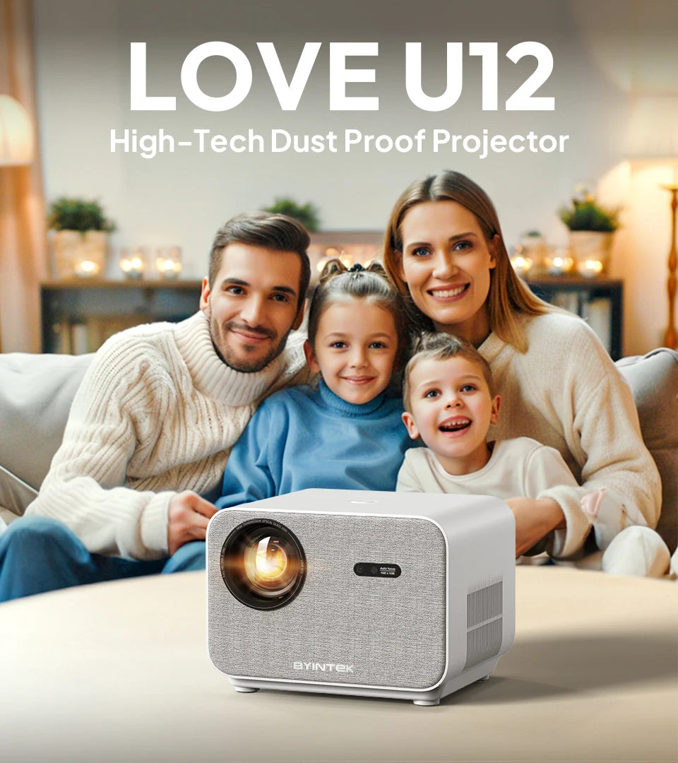 BYINTEK LOVE U12 Full HD 1080P Projector | 4K Support | 800 ANSI Lumens | WiFi 6 & Bluetooth 5.2 | Android Home Theater Cinema