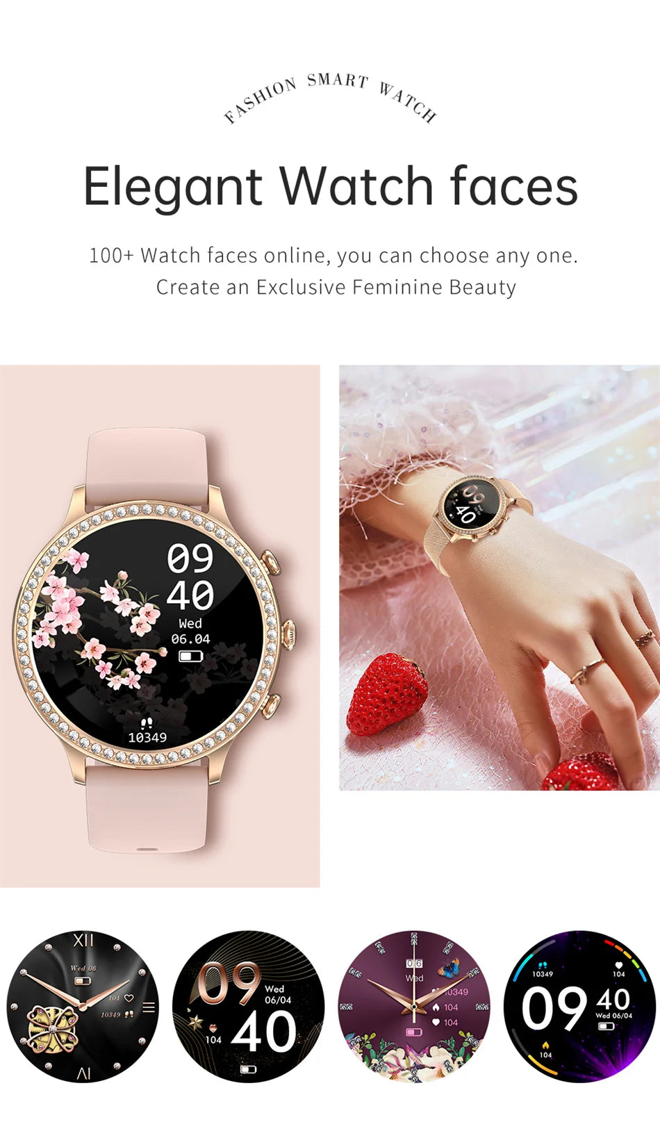 Ladies Smart Watch G9 Women Bluetooth Call Sport PPG+ECG SmartWatch for Women Gift