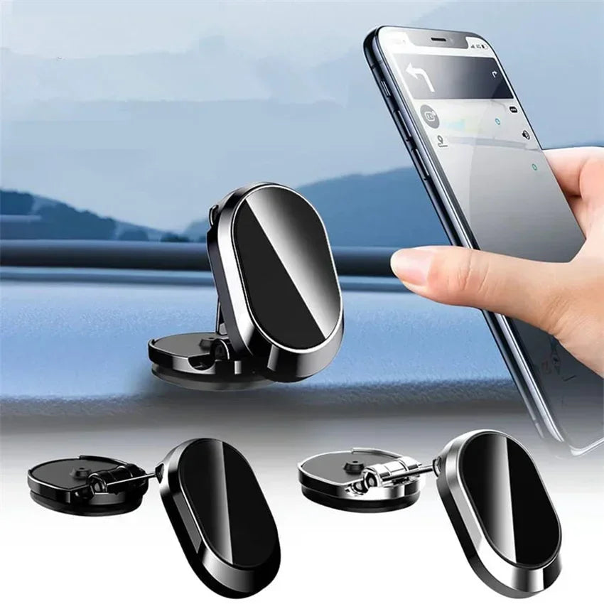 Metal Magnetic Car Phone Holder Folding Magnet Mount Mobile Cell Phone Stand GPS Support for iPhone 14 13 Xiaomi Huawei Samsung