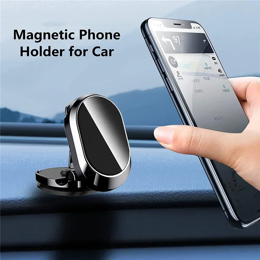 Metal Magnetic Car Phone Holder Folding Magnet Mount Mobile Cell Phone Stand GPS Support for iPhone 14 13 Xiaomi Huawei Samsung