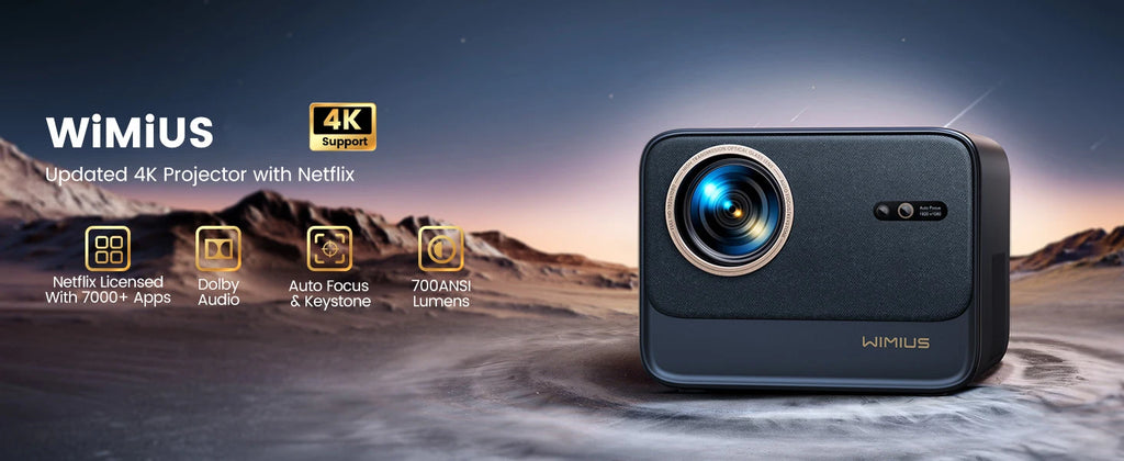 Projektor, ki podpira Wimius 4K - 30000 lumnov, samodejno ostrenje, WiFi 6 in Dolby Audio 