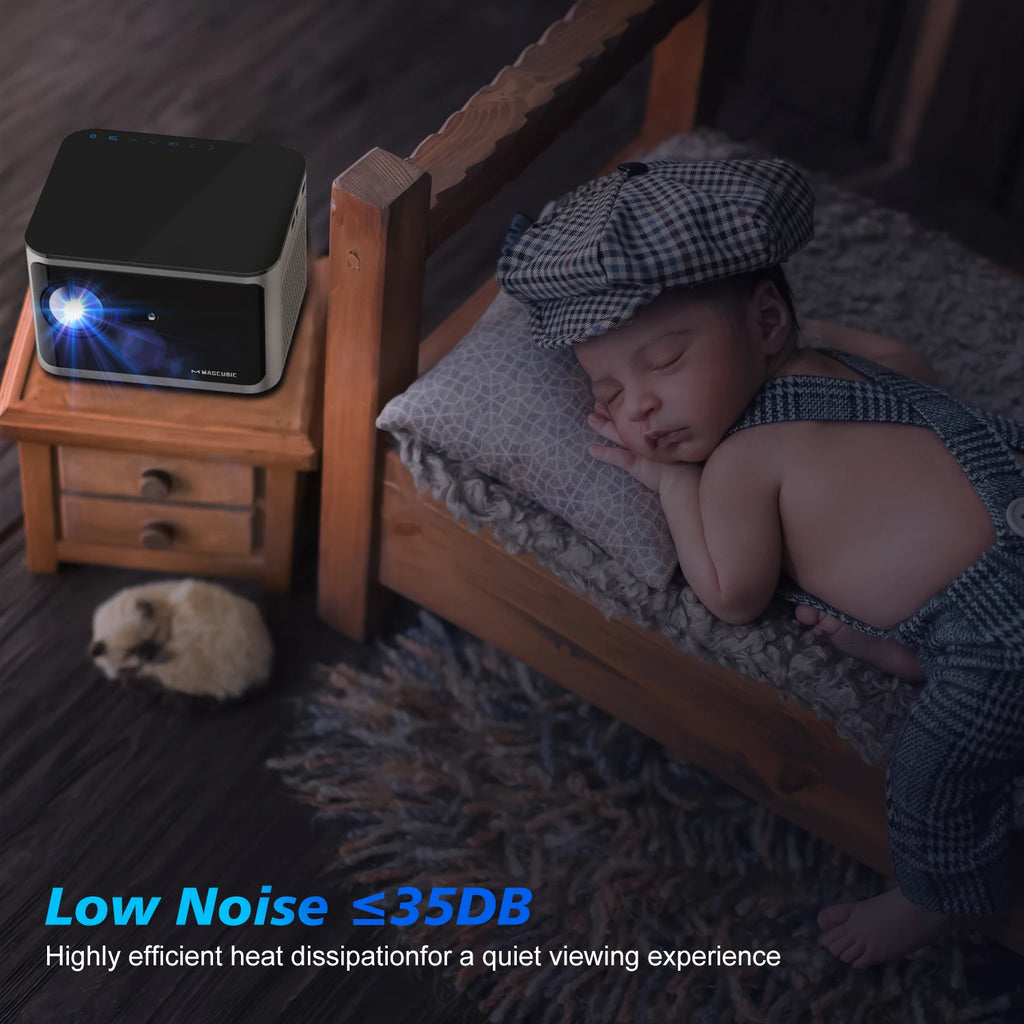 Projektor za domači kino Magcubic HY350 Pro 4K - 580 ANSI lumnov, Android 11, WiFi 6, ločljivost 1080P, glasovno upravljanje, elektronsko ostrenje, BT 5.0, čip Allwinner H713