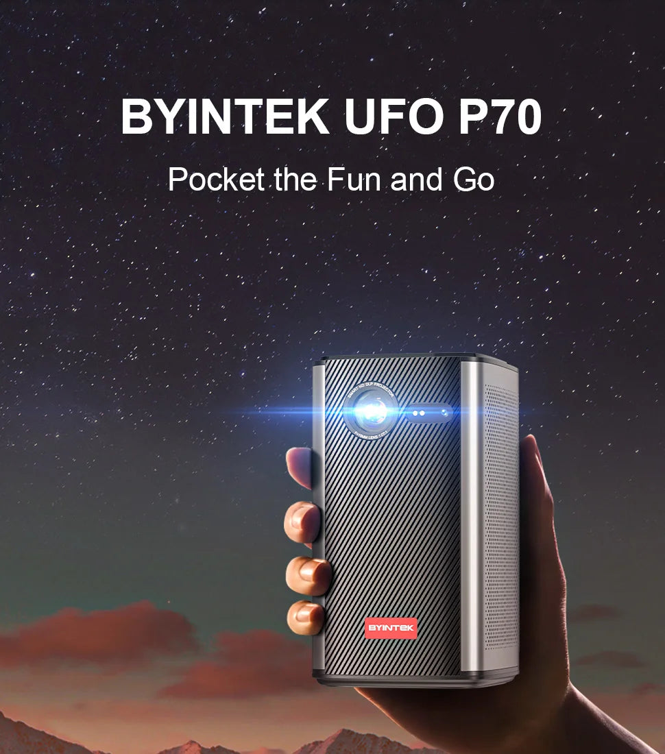 BYINTEK P70 3D 4K mini prenosni projektor DLP Auto Focus Smart Android WiFi LED 1080P video projektorji za domači kino z baterijo