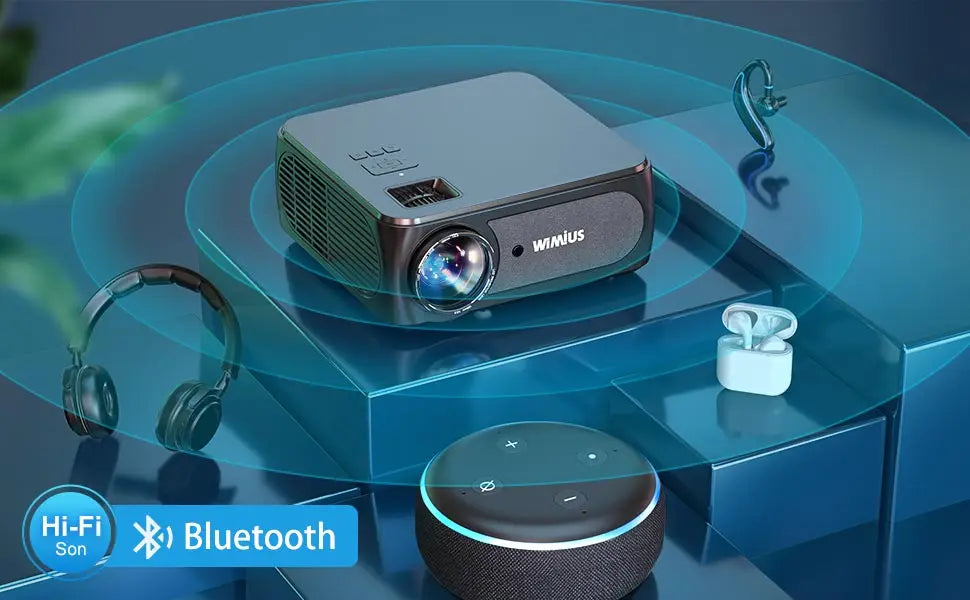 WIMIUS K8 5G WiFi Bluetooth projektor - 9500 lumnov Full HD 1080P, podpora za 4K, 4P/4D Keystone in povečava